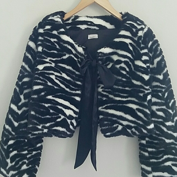 Janette Jackets & Blazers - Zebra print fur coat